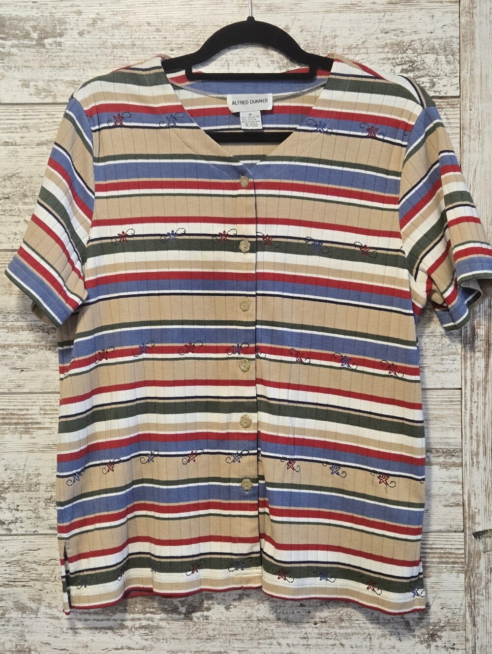 Alfred Dunner Short-Sleeve With Flower Buttons